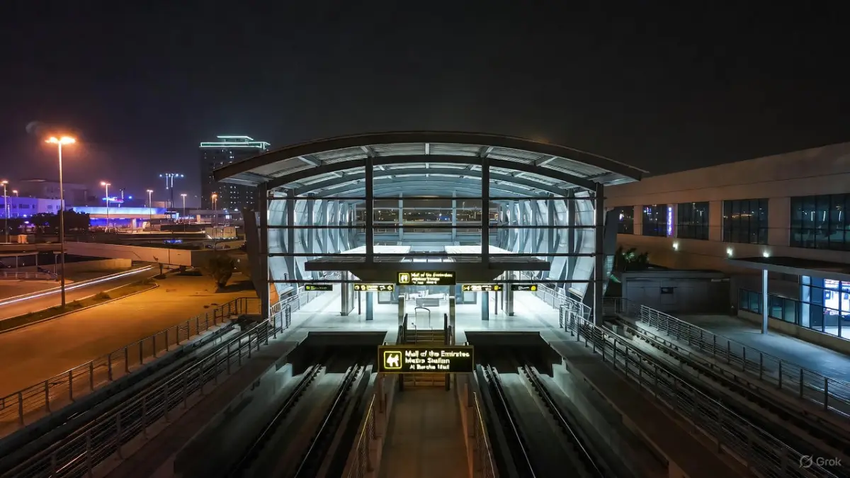 منظر من محطة مترو بالقرب من مركز التسوق البرشا مول دبي